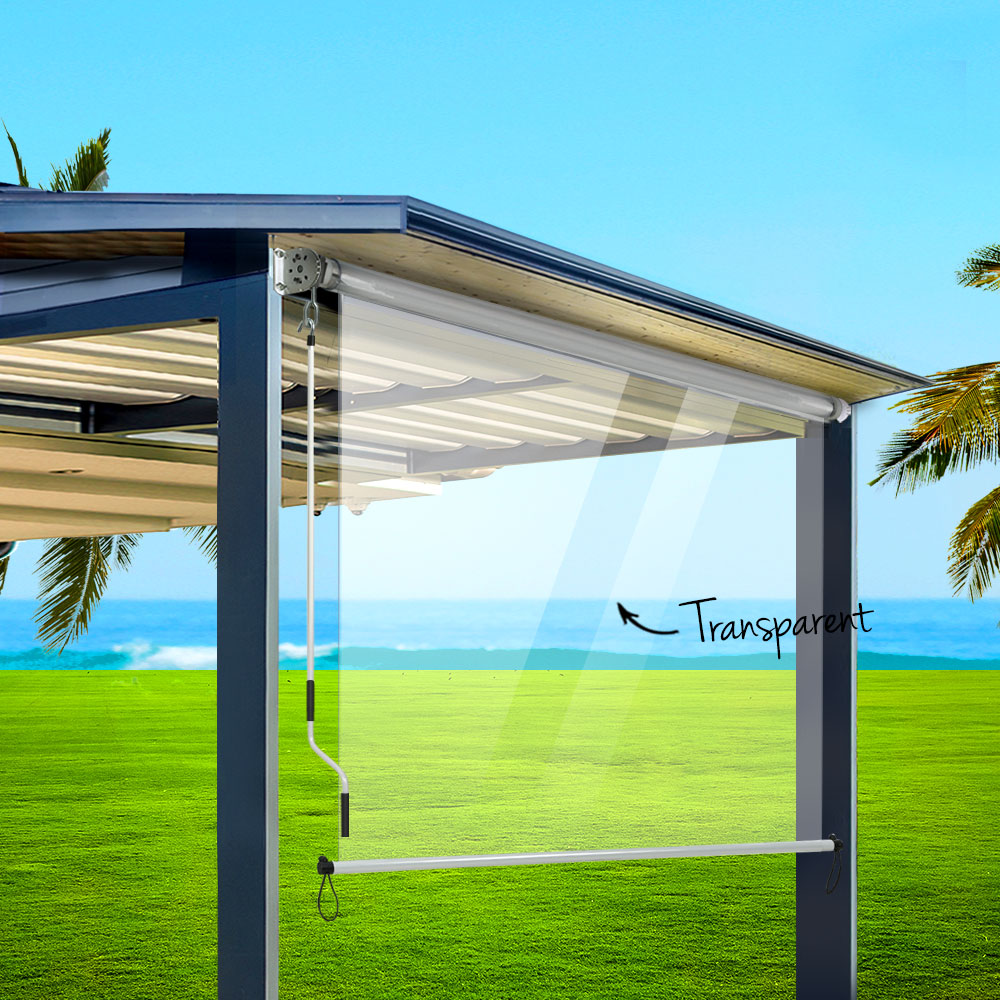 Instahut 1.5X2.4M Outdoor Blinds Clear Roll Down Awning Retractable Outdoor Blinds Water Wind Proof Transparent 8