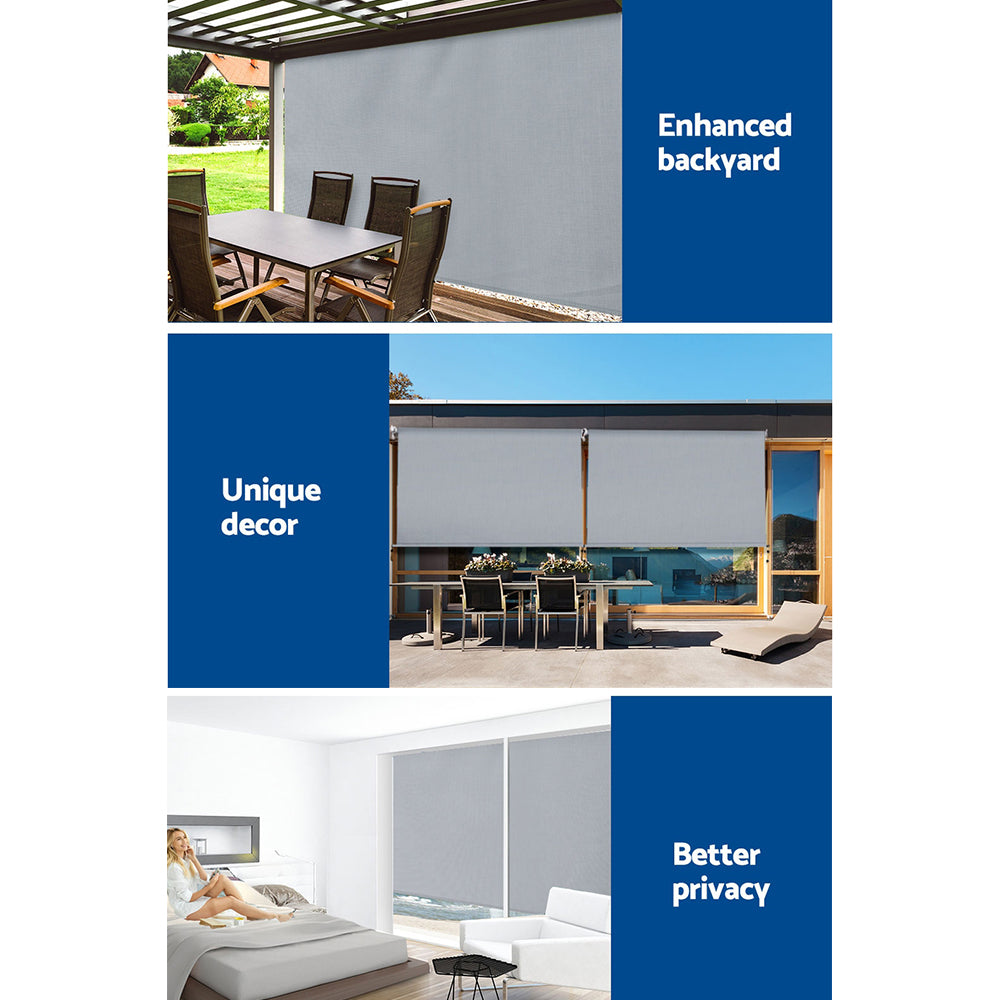 Instahut 3X2.5M Outdoor Blinds Awning Roll Down Screen Fabric Blinds Outdoor Window Shade Grey 5