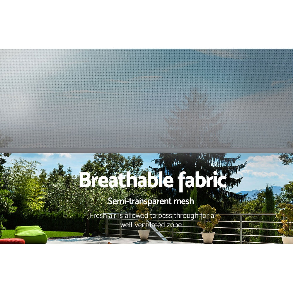 Instahut 3X2.5M Outdoor Blinds Awning Roll Down Screen Fabric Blinds Outdoor Window Shade Grey 6
