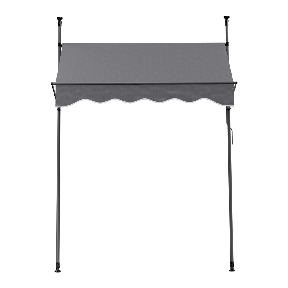 Instahut Window Fixed Pivot Arm Awning Outdoor Door Canopy 2X1.8M Grey 3