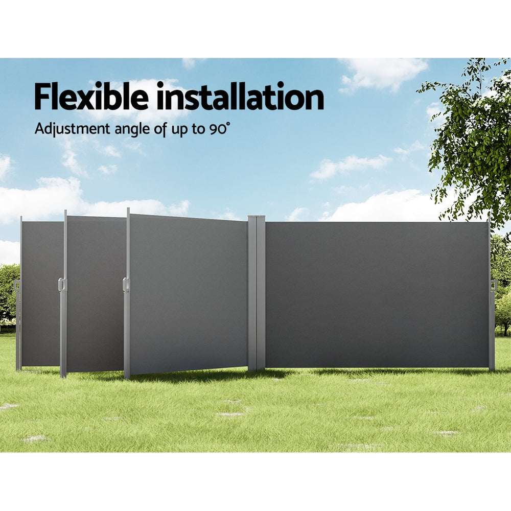 Instahut Side Awning Sun Shade Outdoor Retractable Privacy Screen 1.8X6M Grey 4