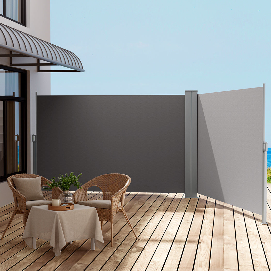 Instahut Side Awning Sun Shade Outdoor Retractable Privacy Screen 1.8X6M Grey 7