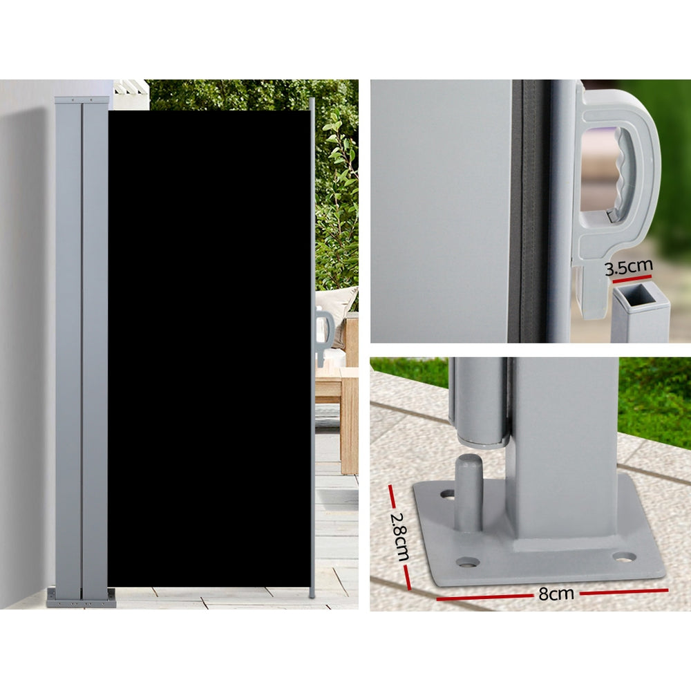 Instahut Side Awning Outdoor Blinds Sun Shade Retractable Screen 2X6M BK 6