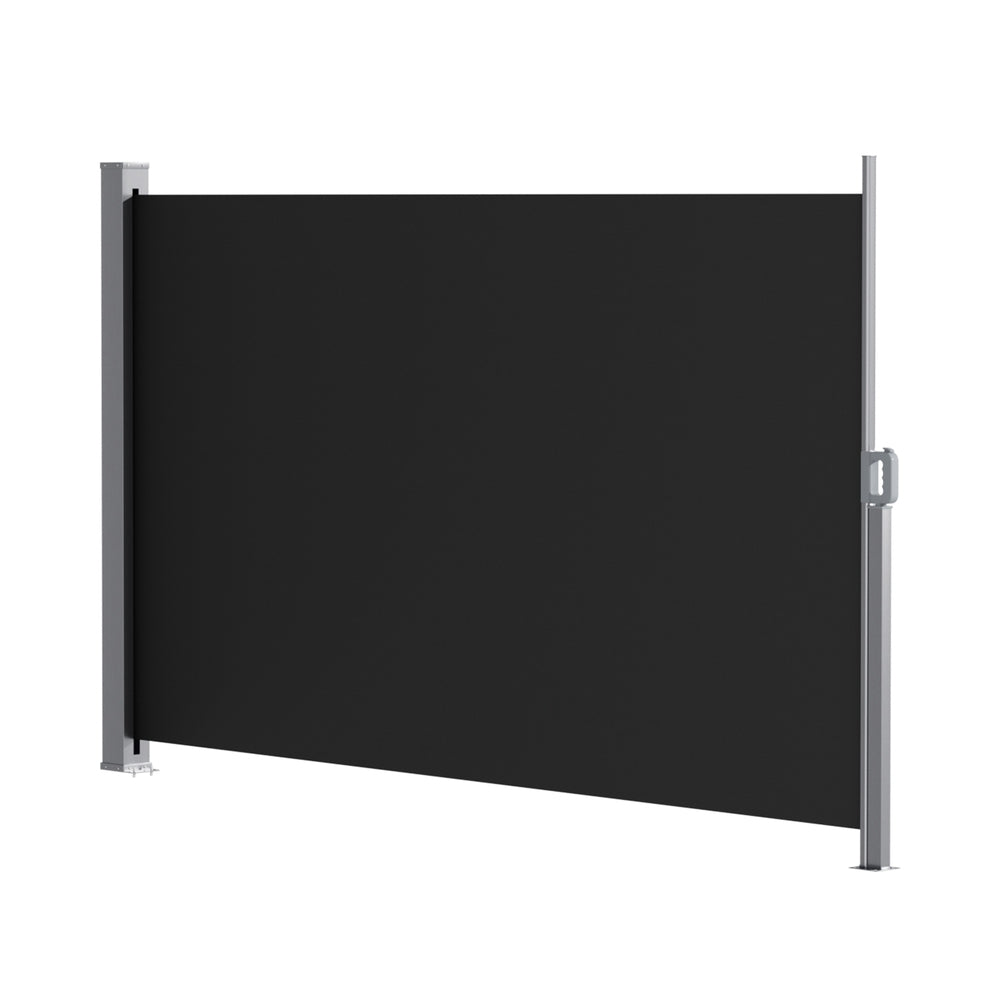 Instahut Side Awning Sun Shade Outdoor Retractable Privacy Screen 1.8X3M Black 3