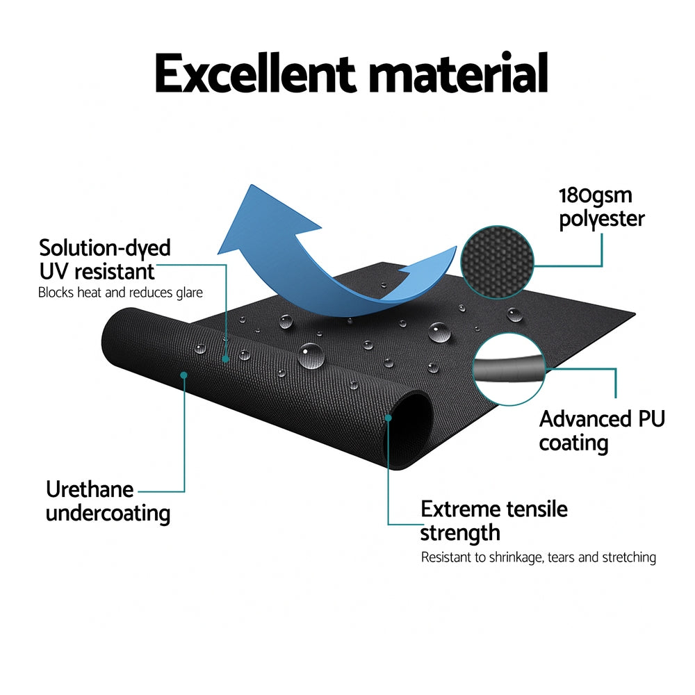 Instahut Side Awning Sun Shade Outdoor Retractable Privacy Screen 1.8X3M Black 5