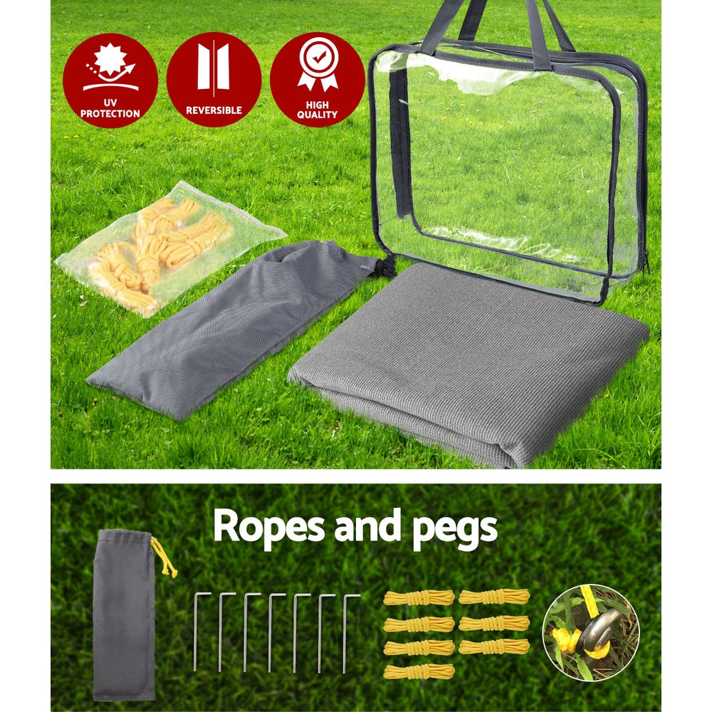 Caravan Privacy Screen Roll Out Awning 1.95 x 2.2M Sun Shade End Wall Side Grey 5