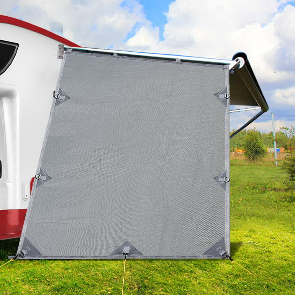 Caravan Privacy Screen Roll Out Awning 1.95 x 2.2M Sun Shade End Wall Side Grey 7