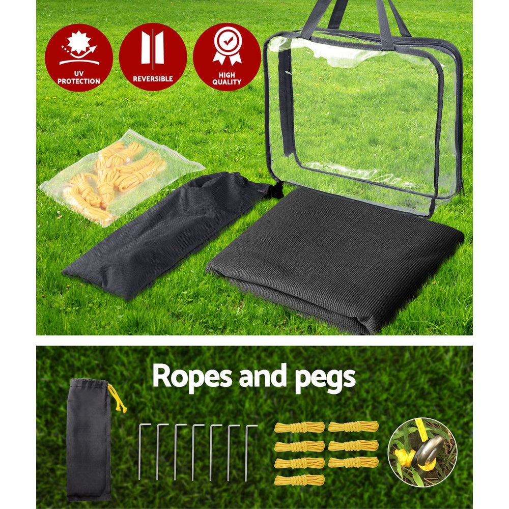 Caravan Privacy Screen Roll Out Awning 1.95x2.2M Sun Shade End Wall Side Black 5