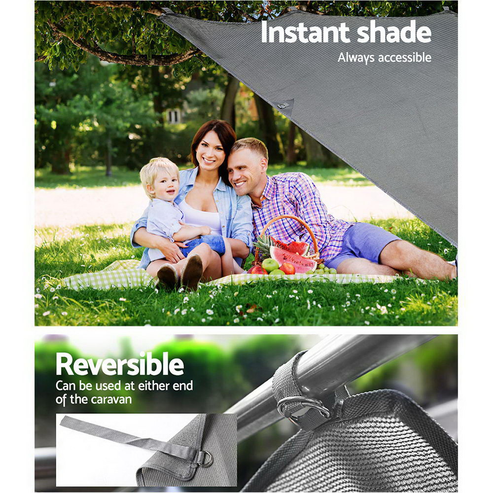 Caravan Privacy Screen Roll Out Awning 2.1x1.8M Sun Shade Pop Top End Wall Grey 6