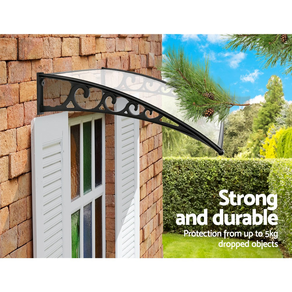 Instahut Window Door Awning 1mx1.2m Transparent 3
