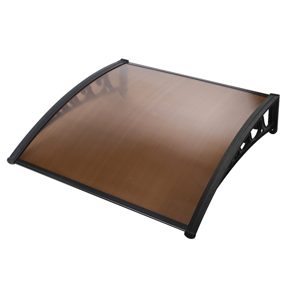 Instahut Window Door Awning 1mx1.2m Brown 7