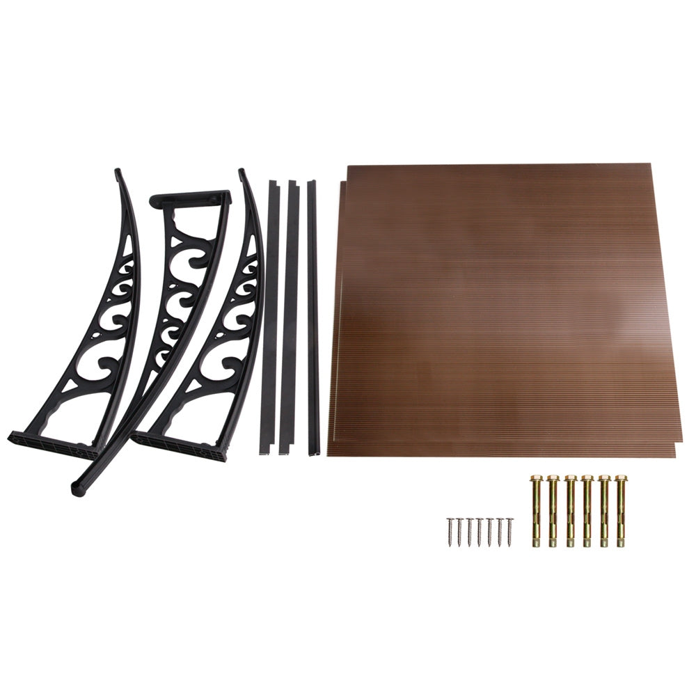 Instahut Window Awning Door Canopy 1m x 2m Brown 6