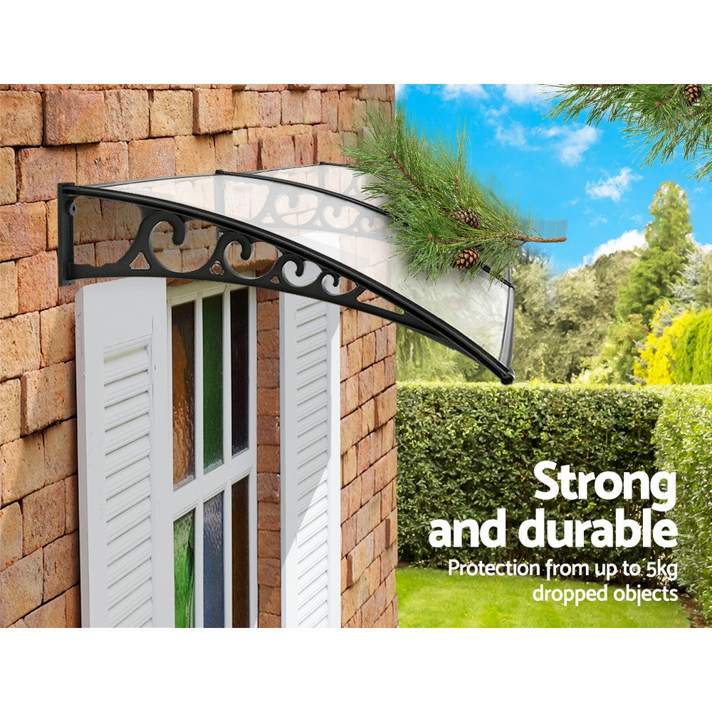 Instahut Window Door Awning 1mx2.4m Transparent 4