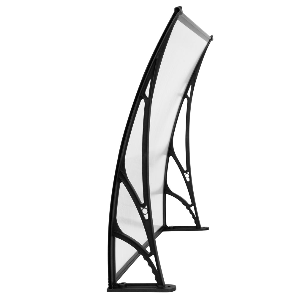 Instahut Window Door Awning Canopy 1mx2m Transparent Sheet Black Plastic Frame 3