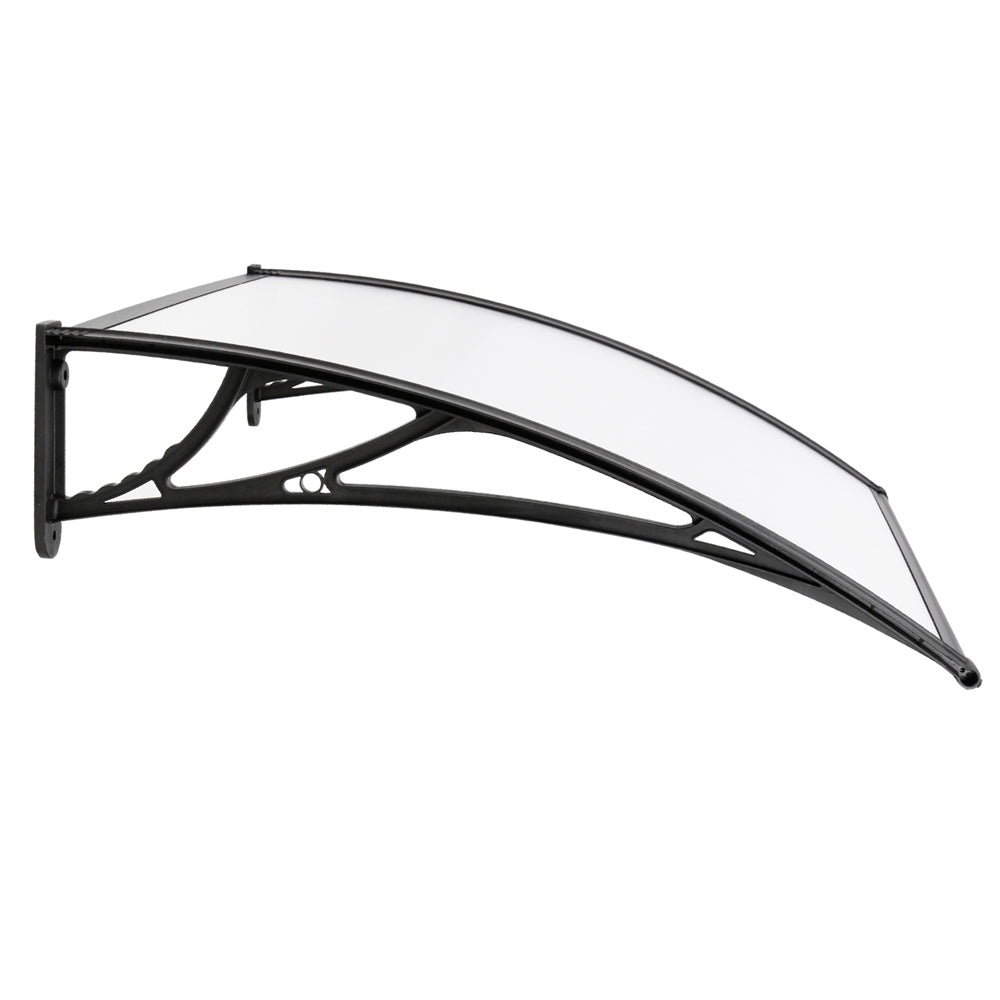 Instahut Window Door Awning Canopy 1mx2m Transparent Sheet Black Plastic Frame 4