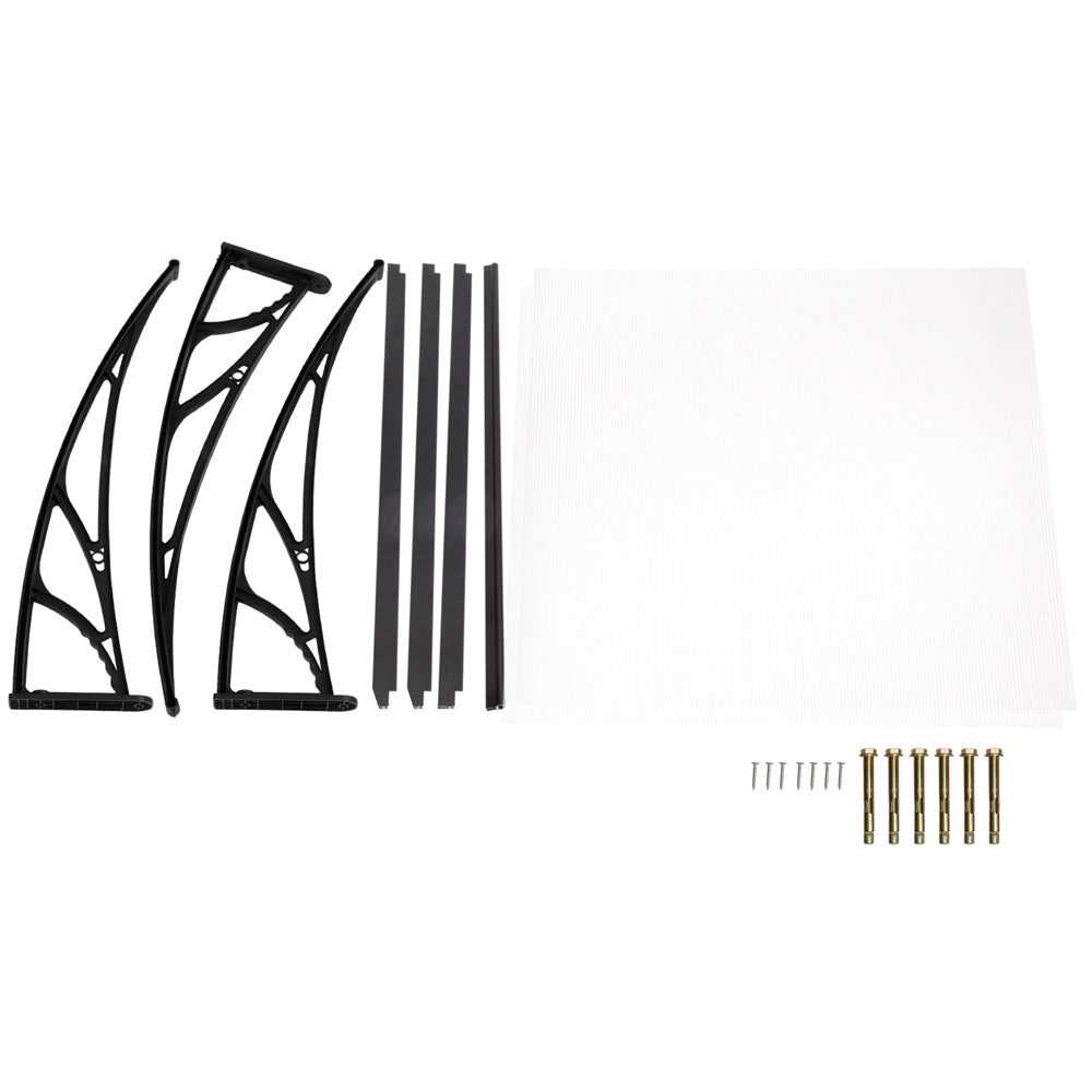 Instahut Window Door Awning Canopy 1mx2m Transparent Sheet Black Plastic Frame 6
