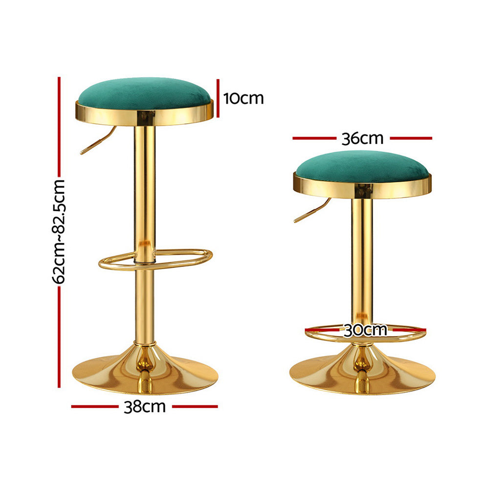 4x Artiss Bar Stools Kitchen Dining Chairs Velvet Padded Stool Green