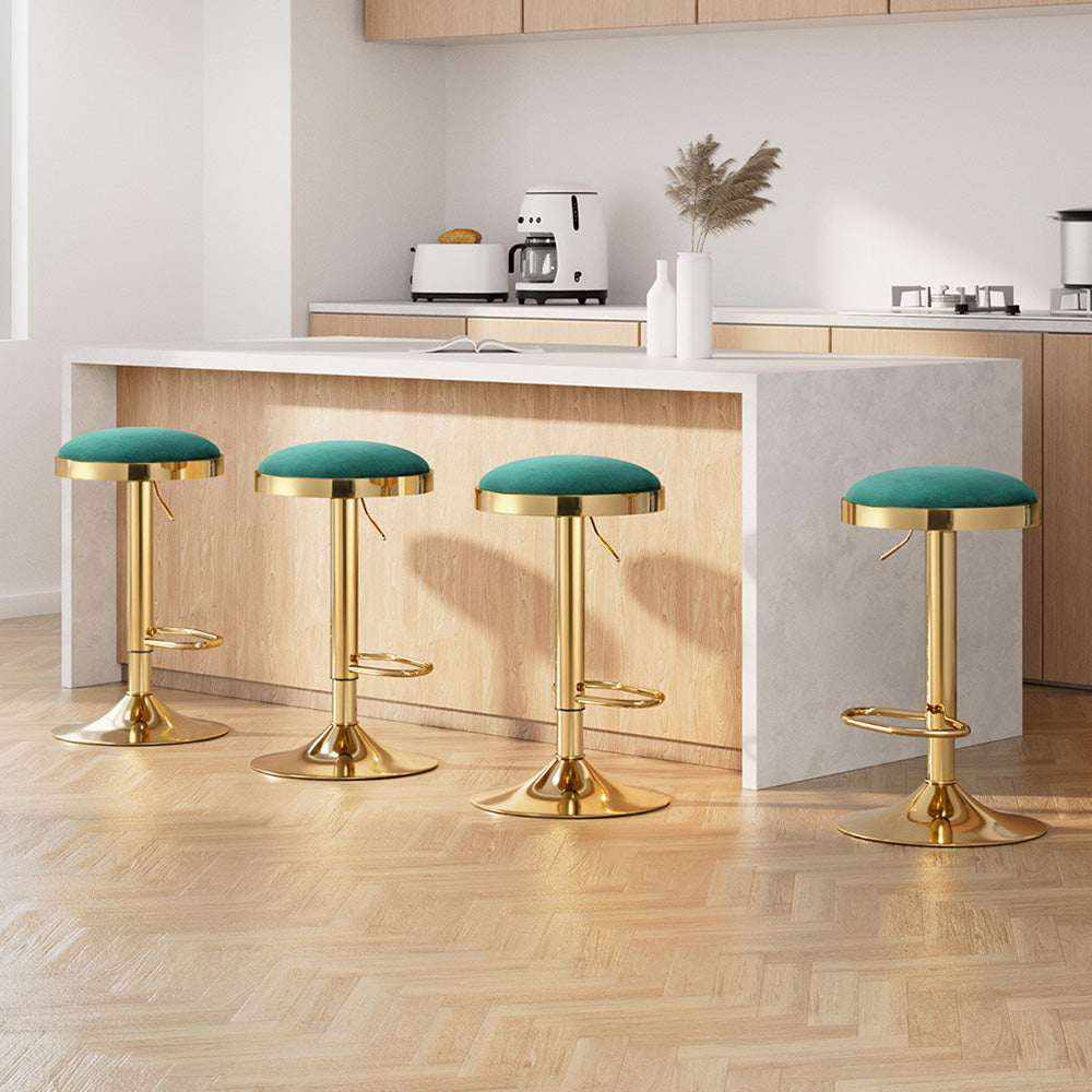 4x Artiss Bar Stools Kitchen Dining Chairs Velvet Padded Stool Green 7