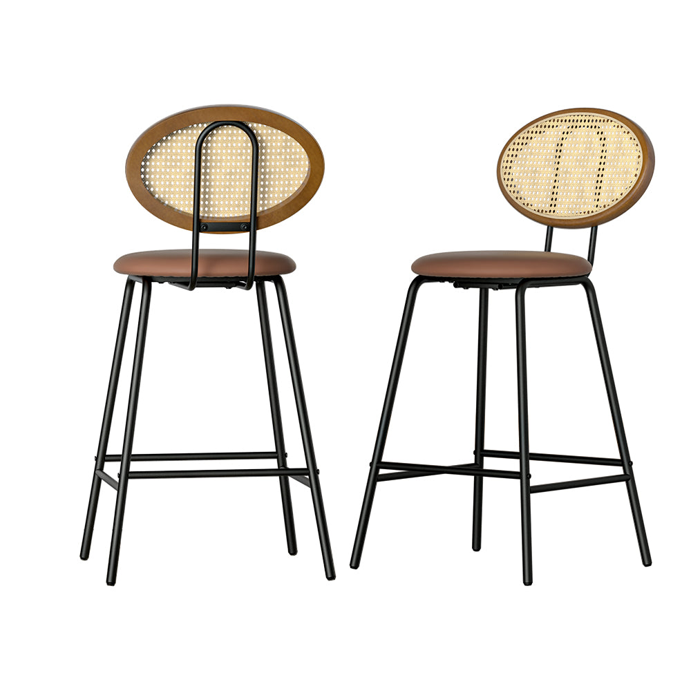 Artiss 2x Bar Stools PU Leather Stools Brown 7