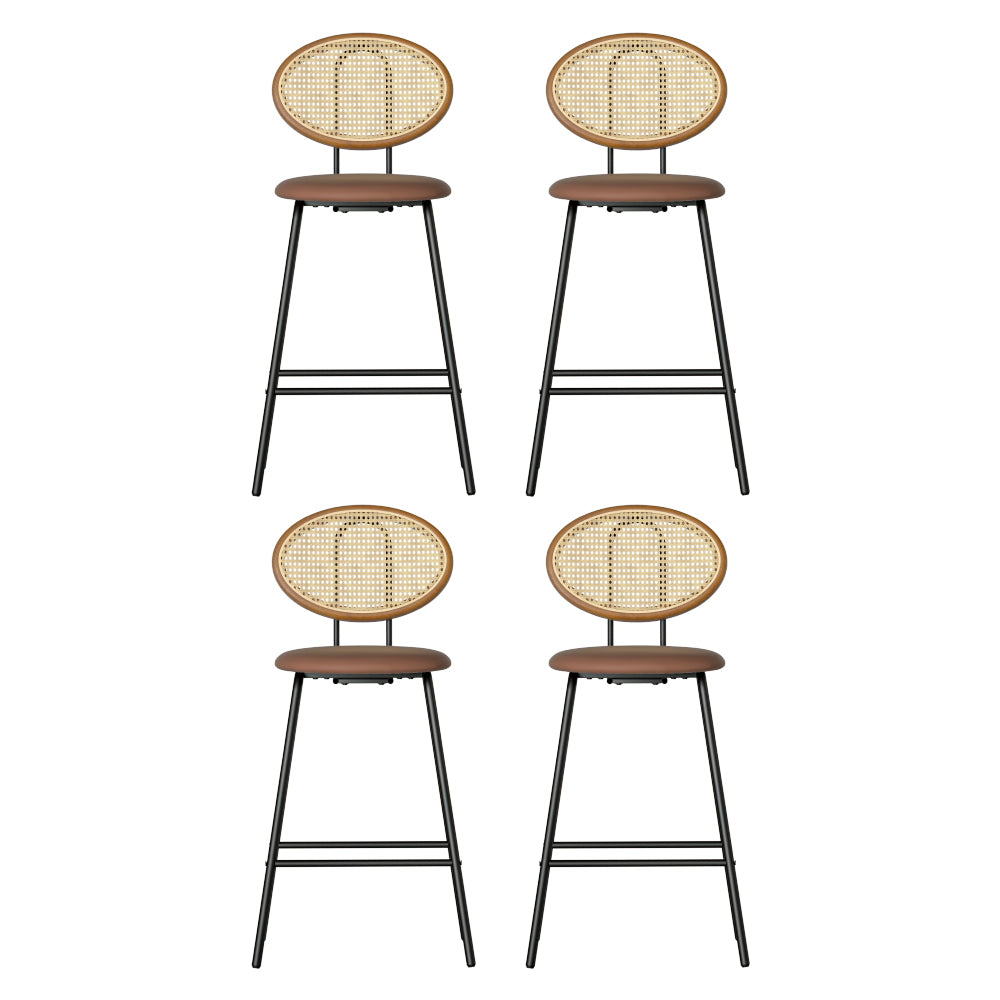 Artiss 4x Bar Stools PU Leather Stools Brown 3
