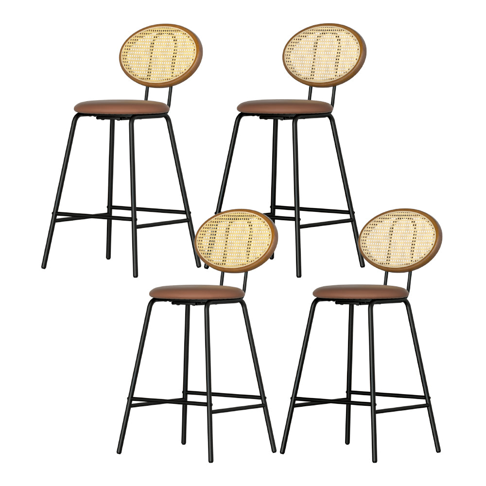 Artiss 4x Bar Stools PU Leather Stools Brown 7