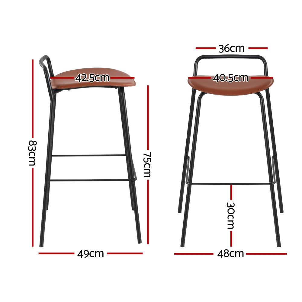 2x Artiss Bar Stools Kitchen Counter Stools Metal Brown 4