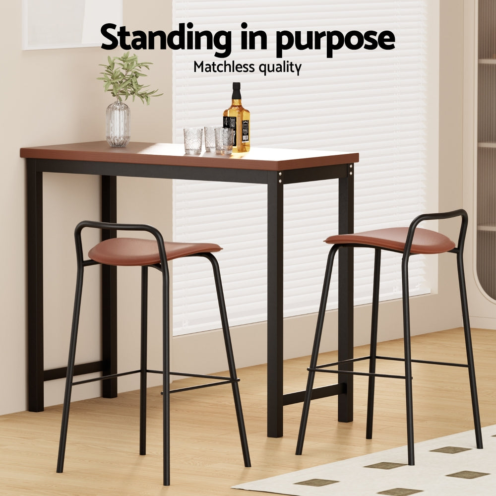2x Artiss Bar Stools Kitchen Counter Stools Metal Brown 7