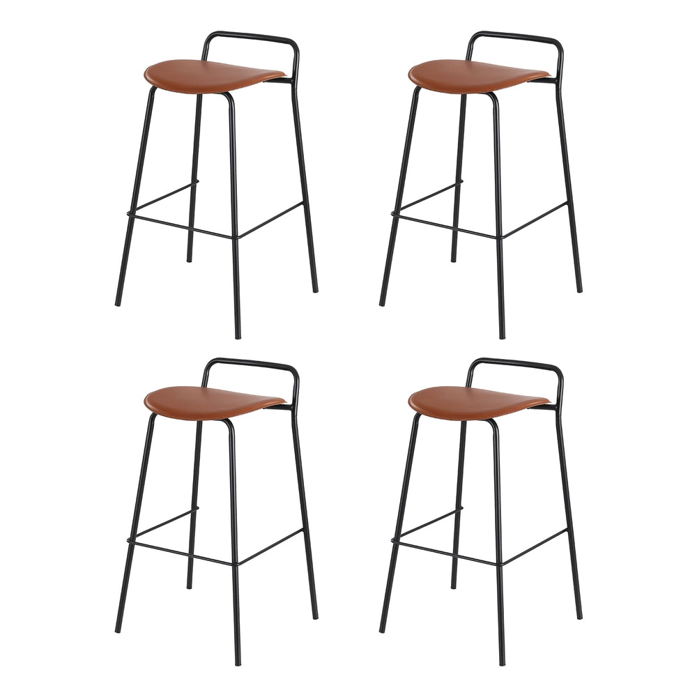 4x Artiss Bar Stools Kitchen Counter Dining Chair Metal Brown 4