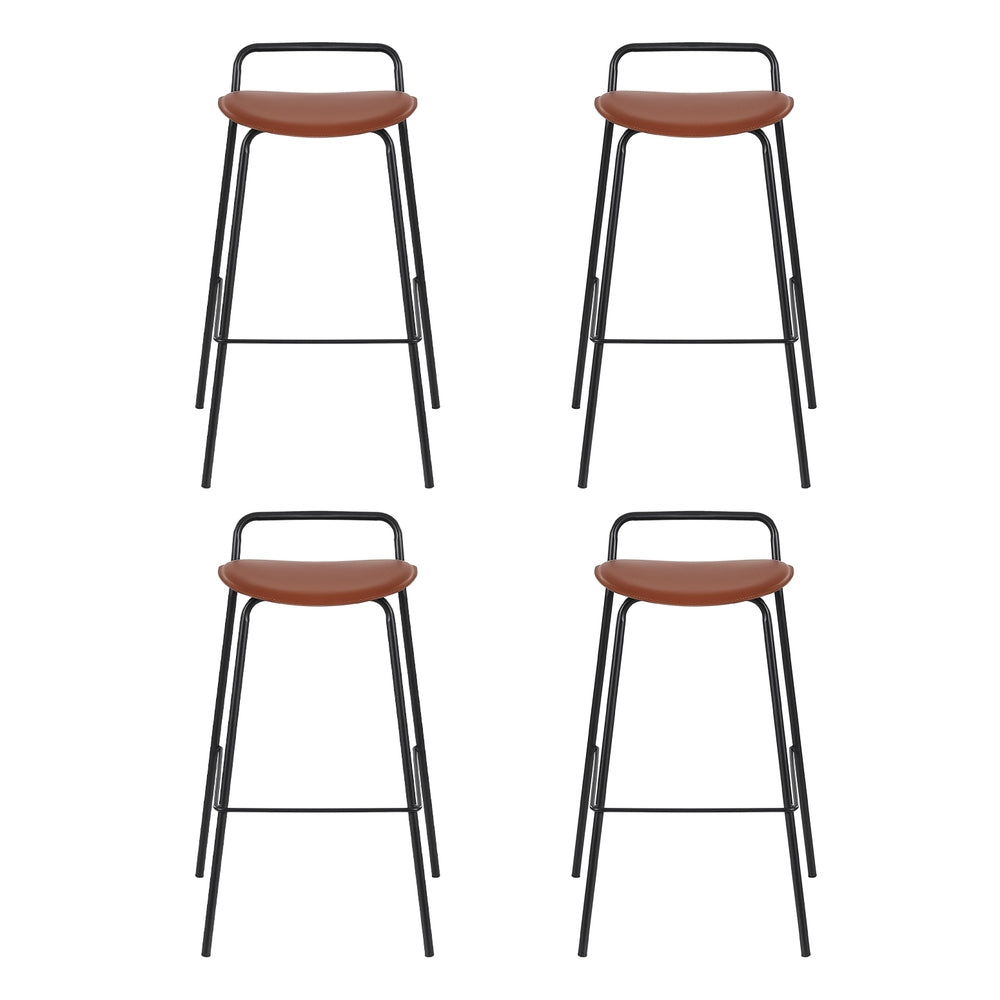 4x Artiss Bar Stools Kitchen Counter Dining Chair Metal Brown 5
