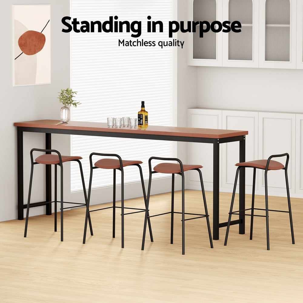 4x Artiss Bar Stools Kitchen Counter Dining Chair Metal Brown 7