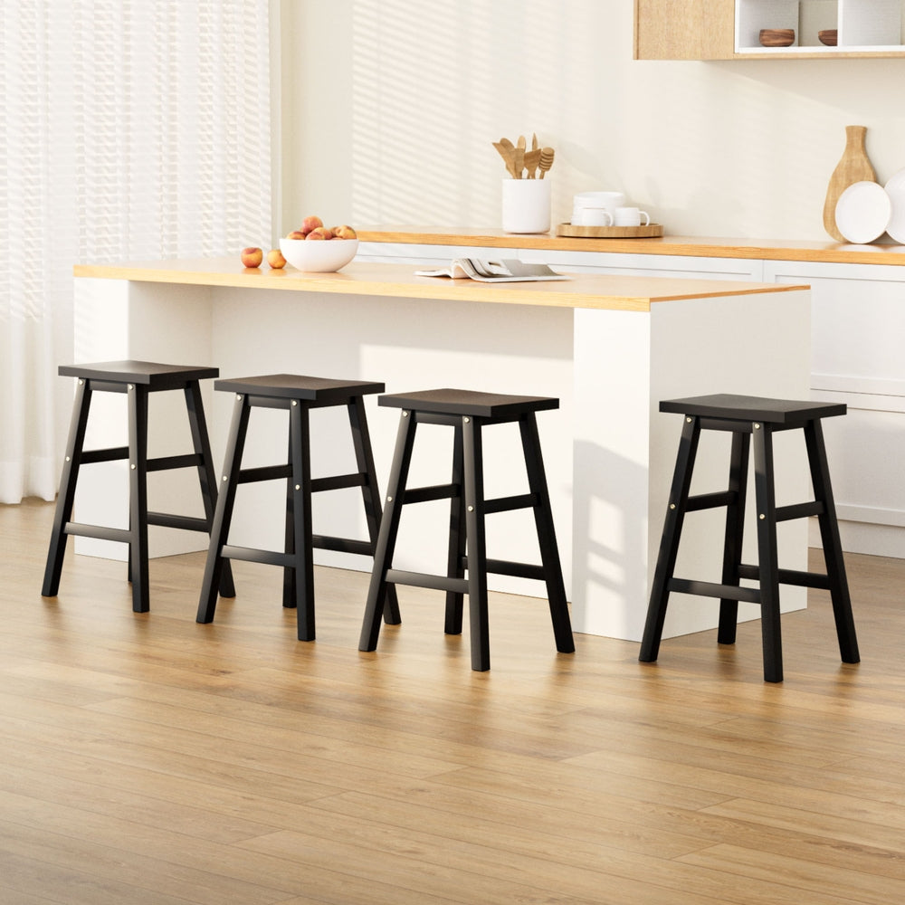 Artiss Bar Stools Kitchen Counter Stools Wooden Chairs Black x4 7