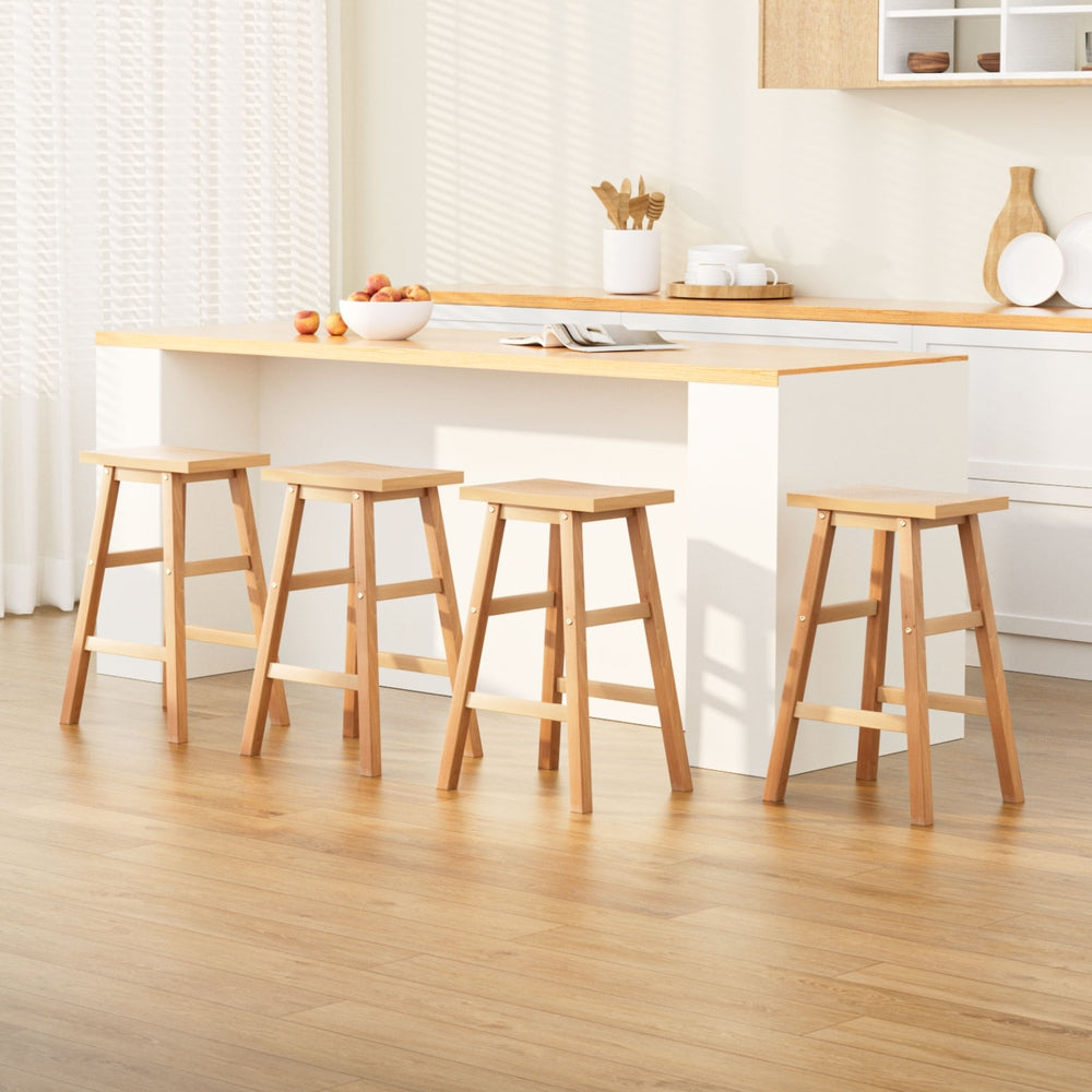Artiss 4x Bar Stools Kitchen Chairs Wooden Nature 7