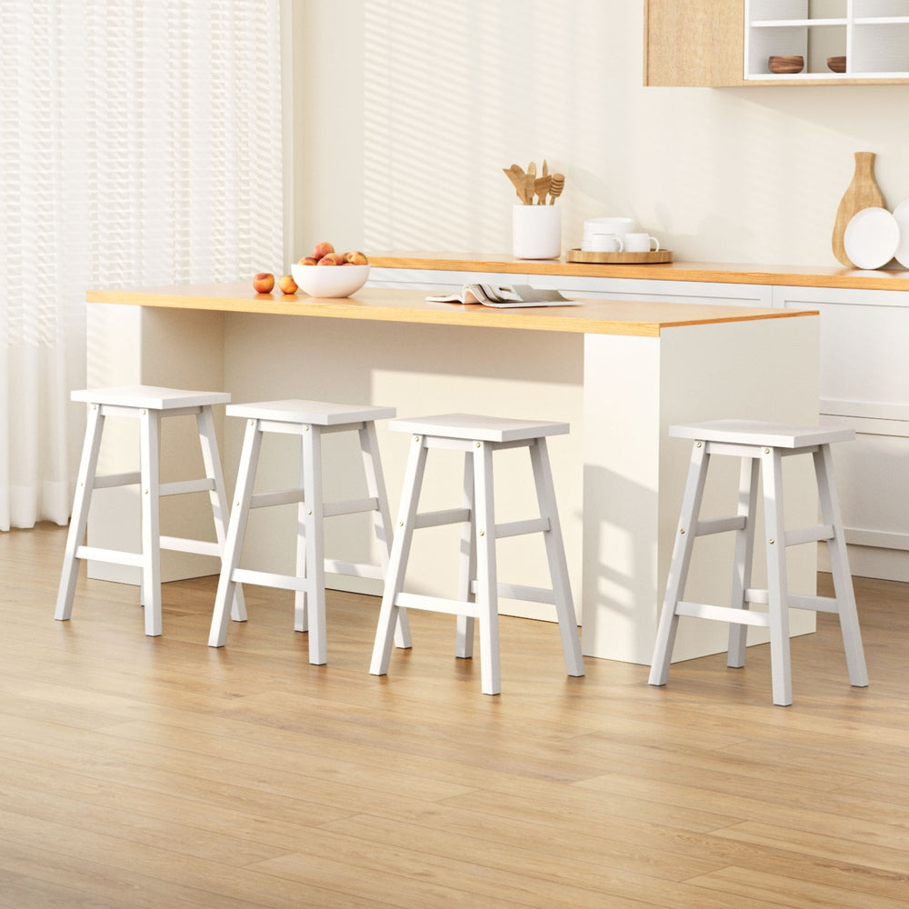 Artiss 4x Bar Stools Kitchen Chairs Wooden White 7