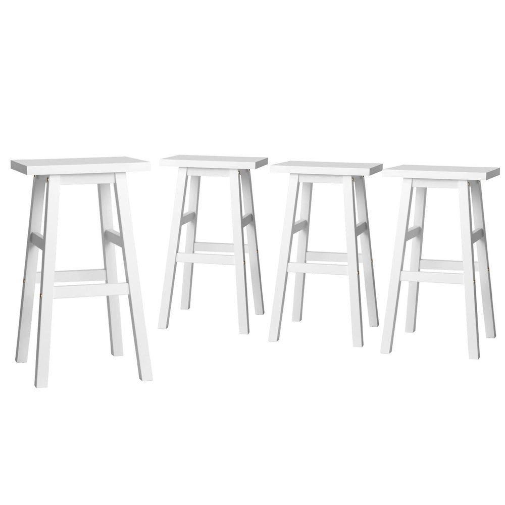 Artiss 4x Bar Stools Kitchen Chairs Wooden White 3
