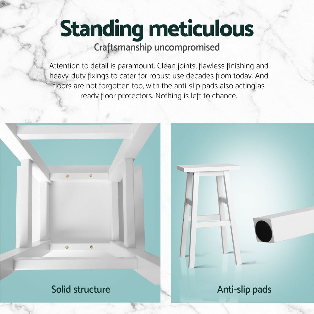 Artiss 4x Bar Stools Kitchen Chairs Wooden White 6