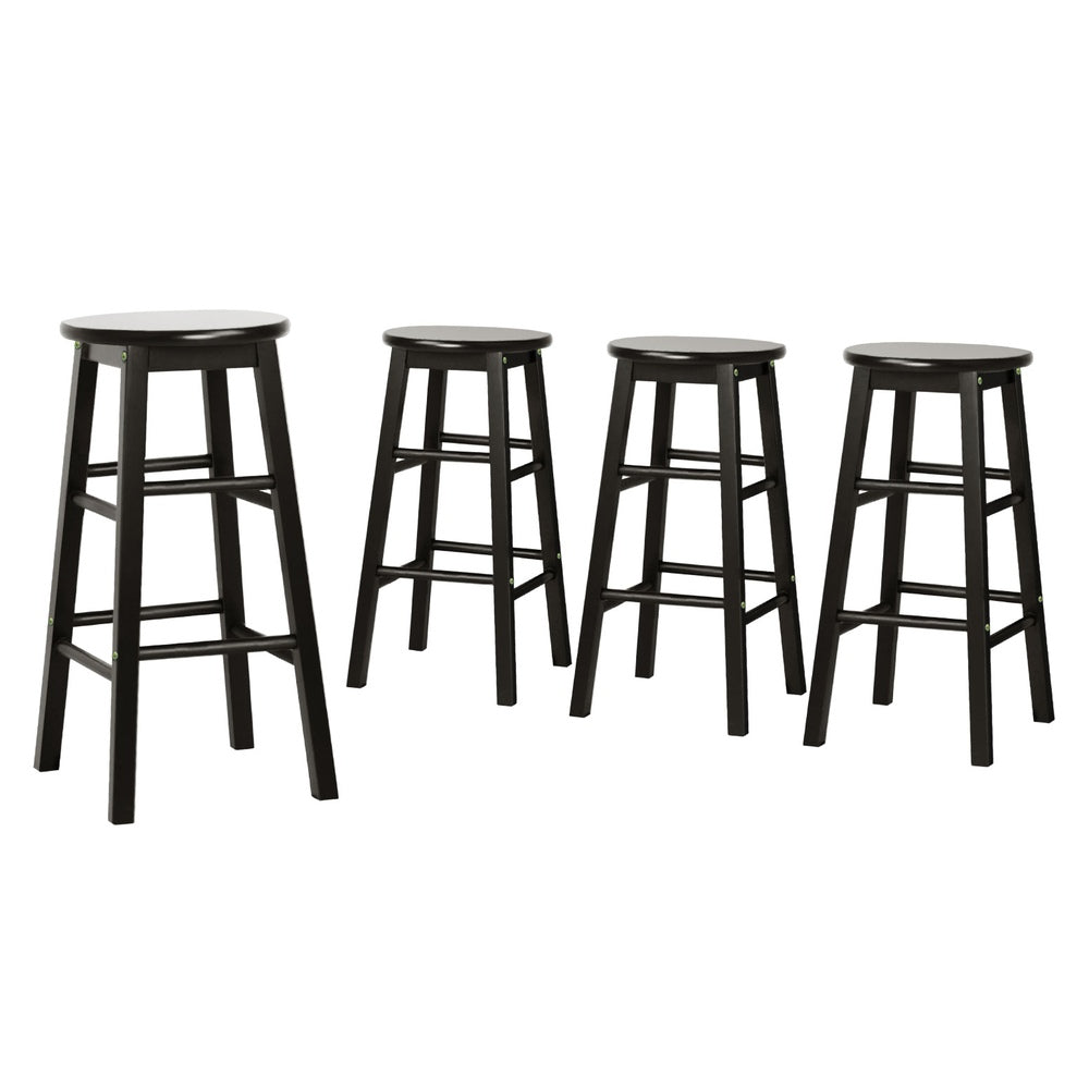 Artiss 4x Bar Stools Round Chairs Wooden Black 3