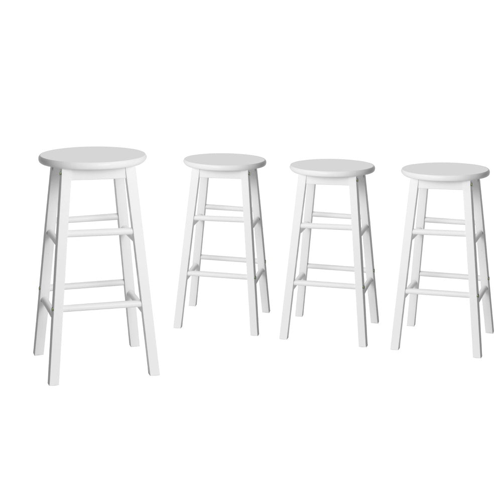 Artiss 4x Bar Stools Round Chairs Wooden White 3