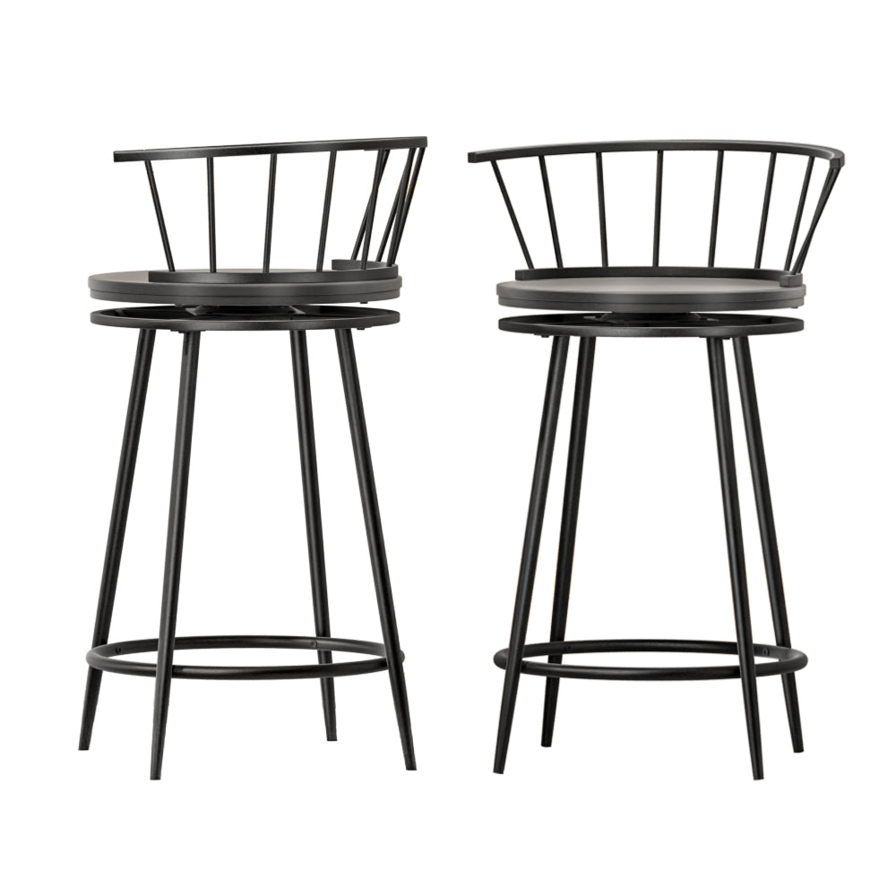 Artiss 2x Bar Stools Swivel Metal Chairs 7