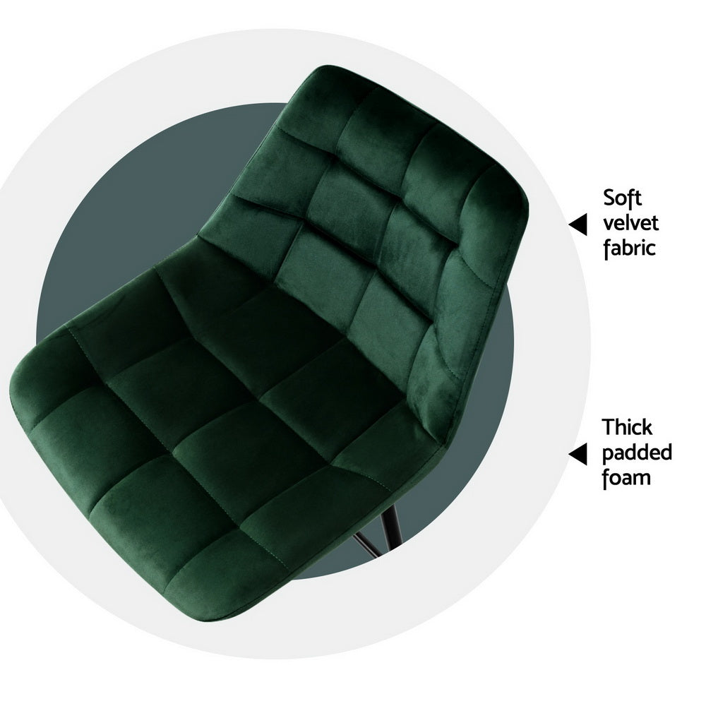 Artiss 4x Bar Stools Velvet Chairs Green 6