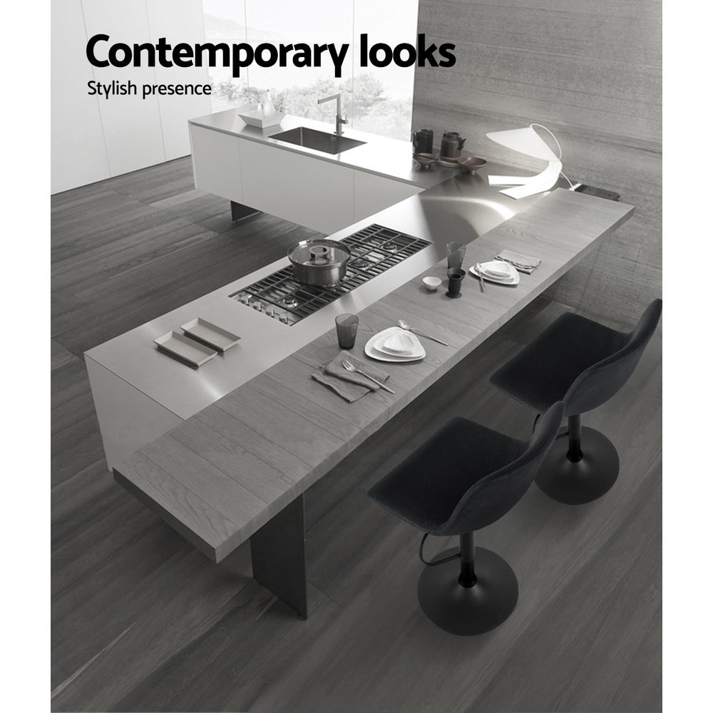 Artiss 2x Bar Stools Vintage Leather Swivel Gas Lift Black 4