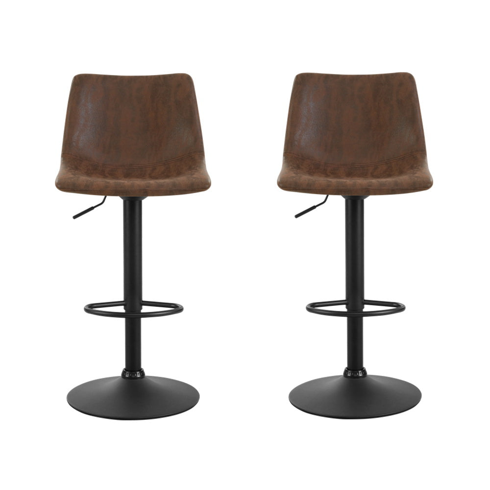 Artiss 2x Bar Stools Vintage Swivel Gas Lift Brown 3