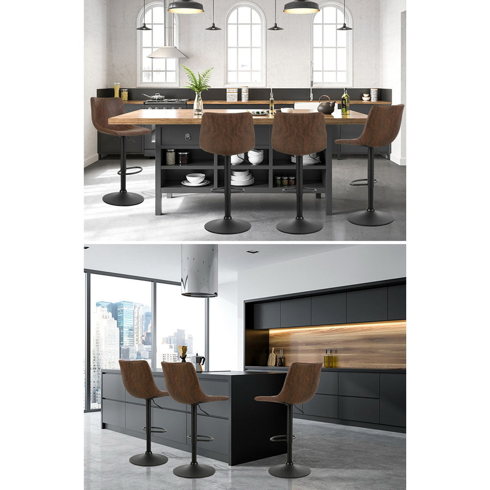 Artiss 2x Bar Stools Vintage Swivel Gas Lift Brown 6