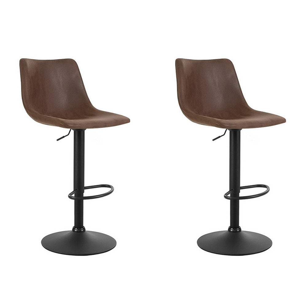 Artiss 2x Bar Stools Vintage Swivel Gas Lift Brown 7