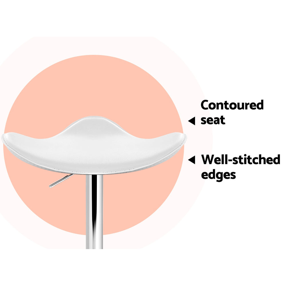 Artiss 4x Bar Stools Leather Gas Lift Chair White 5