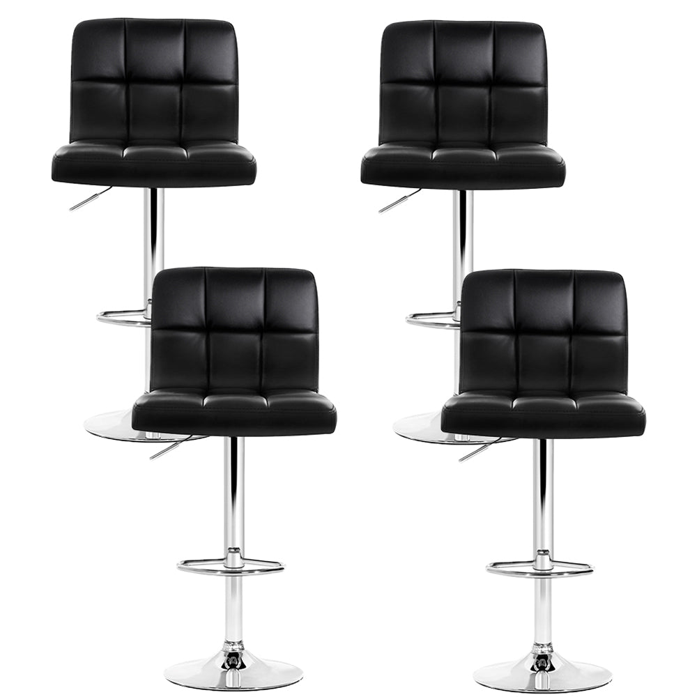 Artiss 4x Bar Stools Leather Gas Lift Black 3