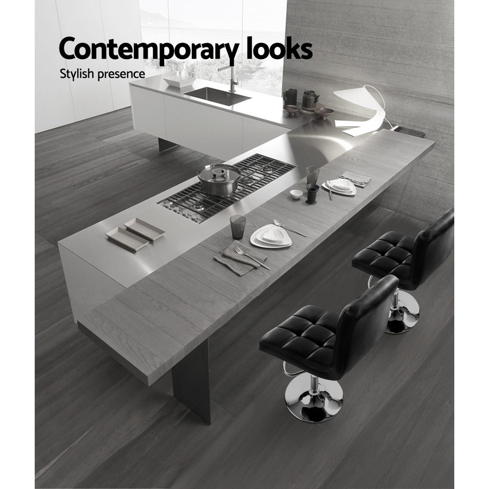 Artiss 4x Bar Stools Leather Gas Lift Black 4