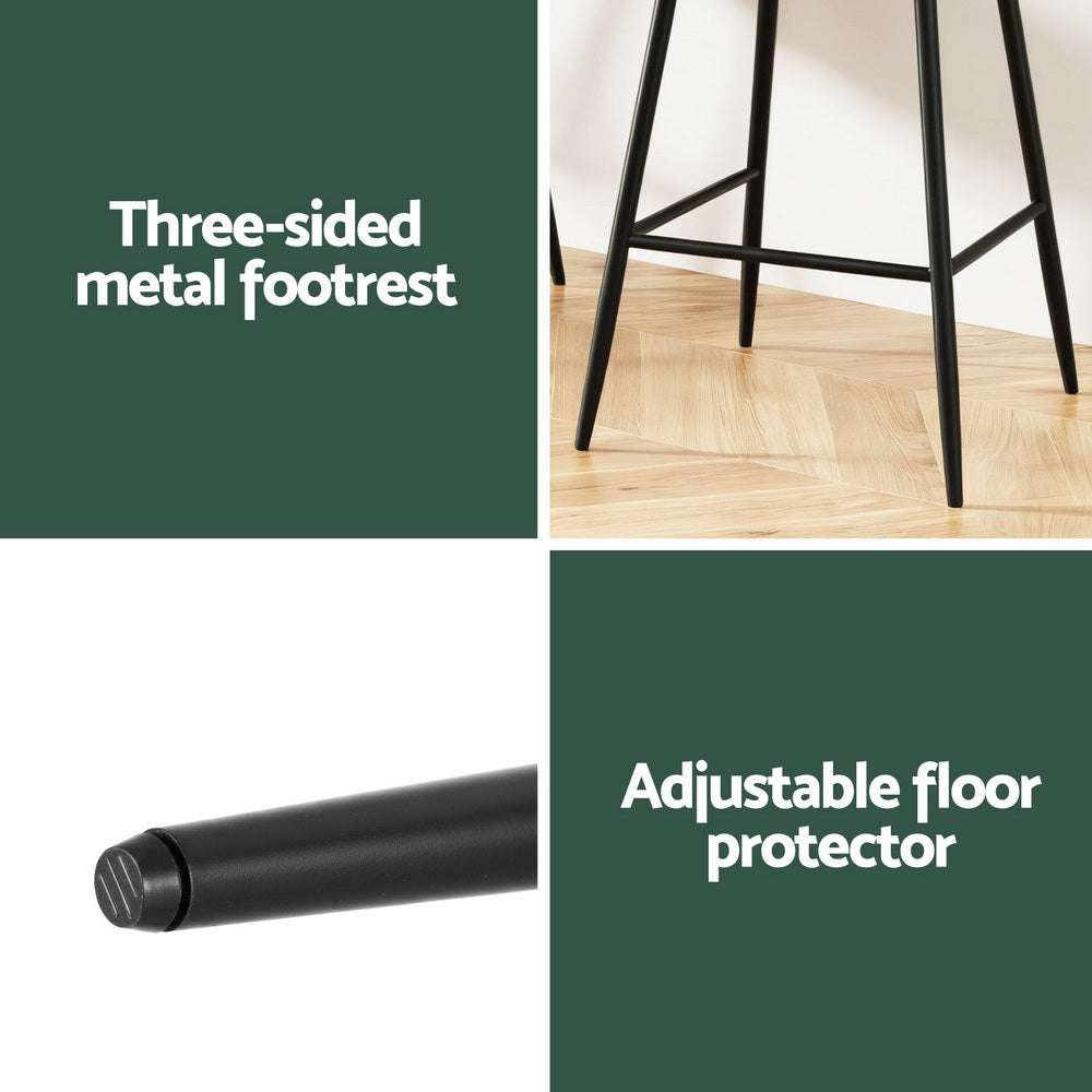 Artiss 2x Bar Stools Kitchen Dining Chair Counter Stool Tub Velvet Metal Green 6