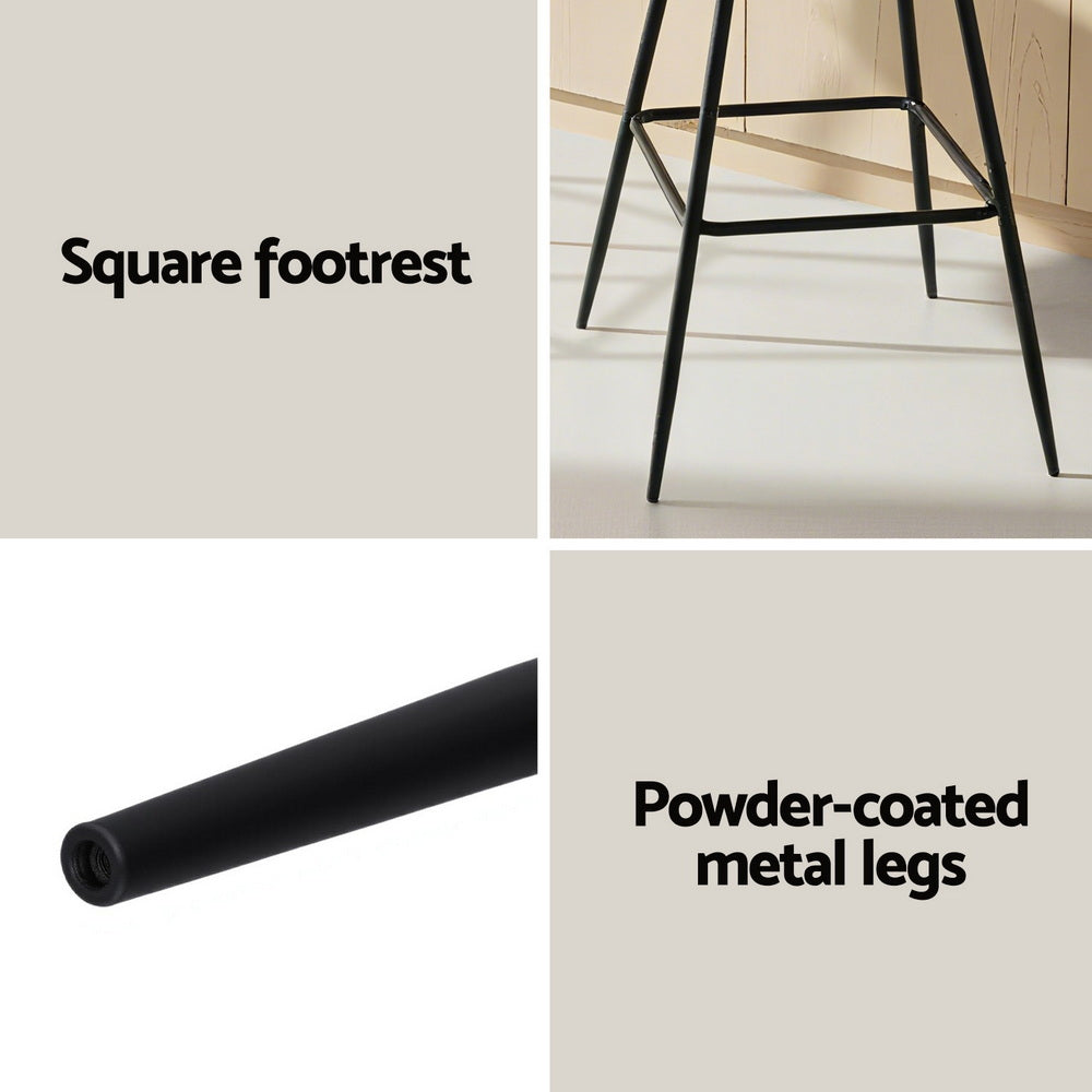 Artiss 4x Bar Stools Kitchen Dining Chair Counter Stool Woven Velvet Metal Ivory 6