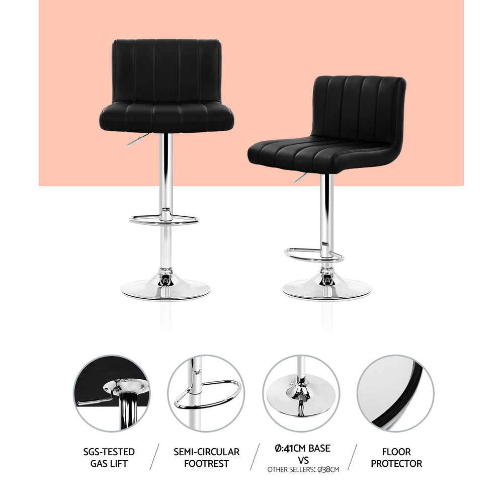 Artiss 4x Bar Stools Gas Lift Leather Black 4