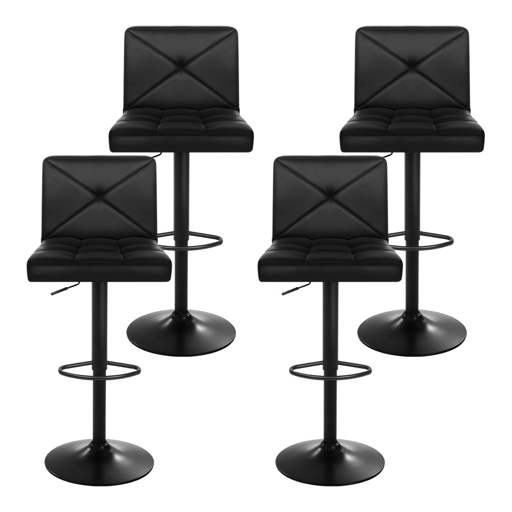 Artiss 4x Bar Stools Gas Lift Leather Chair Black 3